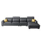Square Arm Dark Gray Cushion Back Storage Faux Leather L-Shape Sofa Clearhalo 'furn' 'furn_sectionals' 'Furniture' 'furniture_sectionals' 'Living Room Furniture' 'Sectionals' 4981959
