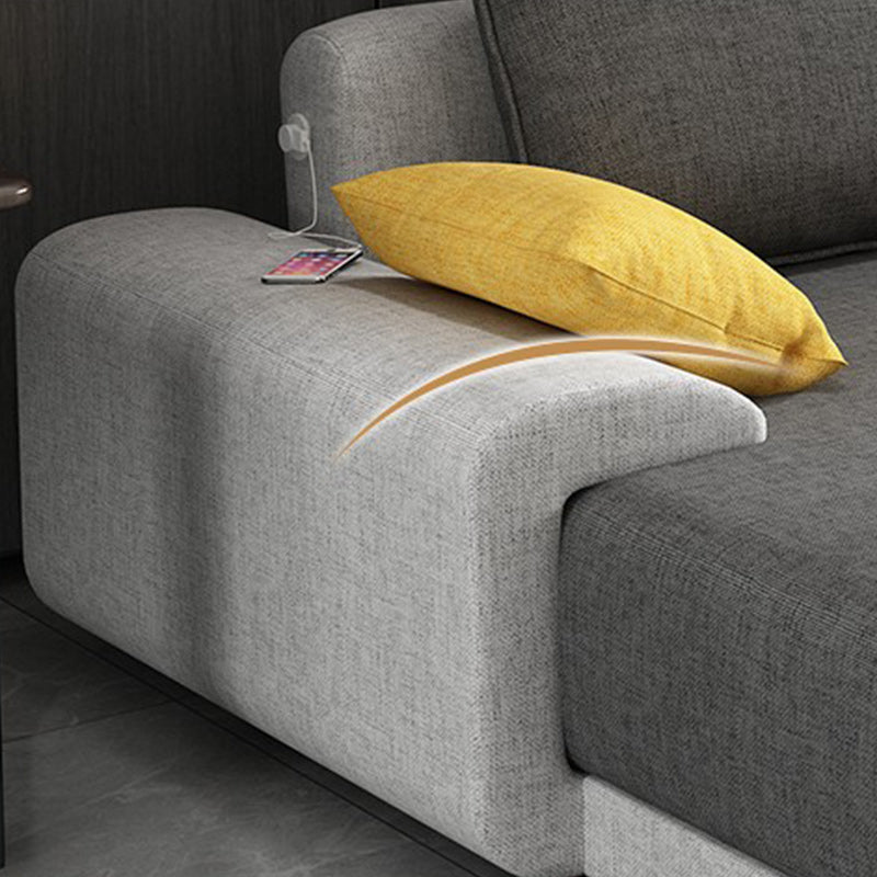 L-Shape Pillowed Back Cushions Pillow Top Arm Sectional with Slipcovered Clearhalo 'furn' 'furn_sectionals' 'Furniture' 'furniture_sectionals' 'Living Room Furniture' 'Sectionals' 4981975