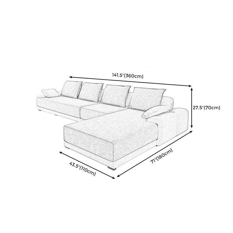 L-Shape Pillowed Back Cushions Pillow Top Arm Sectional with Slipcovered Clearhalo 'furn' 'furn_sectionals' 'Furniture' 'furniture_sectionals' 'Living Room Furniture' 'Sectionals' 4981982