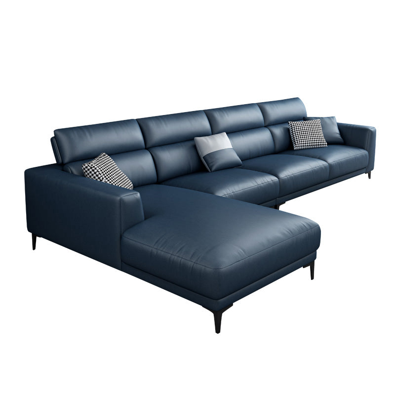 Faux Leather Square Arm Sofa/Sectional with Adjustable Bolster Pillows, Stain Resistant Clearhalo 'furn' 'furn_sectionals' 'Furniture' 'furniture_sectionals' 'Living Room Furniture' 'Sectionals' 4981986