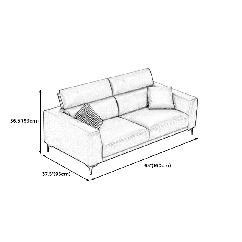 Faux Leather Square Arm Sofa/Sectional with Adjustable Bolster Pillows, Stain Resistant Clearhalo 'furn' 'furn_sectionals' 'Furniture' 'furniture_sectionals' 'Living Room Furniture' 'Sectionals' 4981994