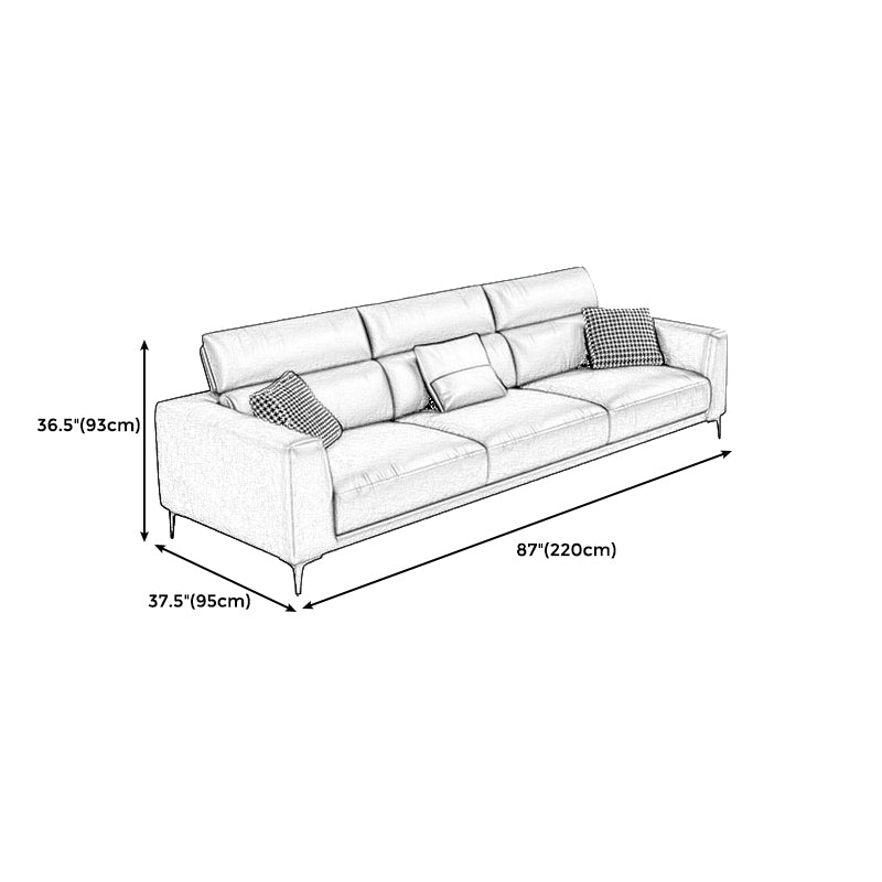 Faux Leather Square Arm Sofa/Sectional with Adjustable Bolster Pillows, Stain Resistant Clearhalo 'furn' 'furn_sectionals' 'Furniture' 'furniture_sectionals' 'Living Room Furniture' 'Sectionals' 4981995