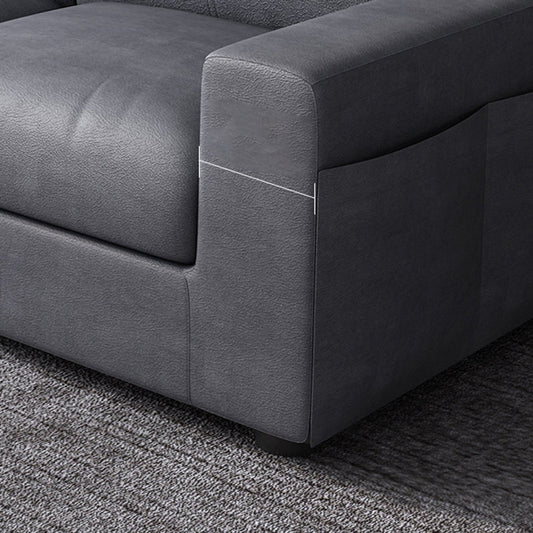 Square Arm Grey Cushion Back Modern Storage Living Room Sofa Clearhalo 'furn' 'furn_sectionals' 'Furniture' 'furniture_sectionals' 'Living Room Furniture' 'Sectionals' 4982008