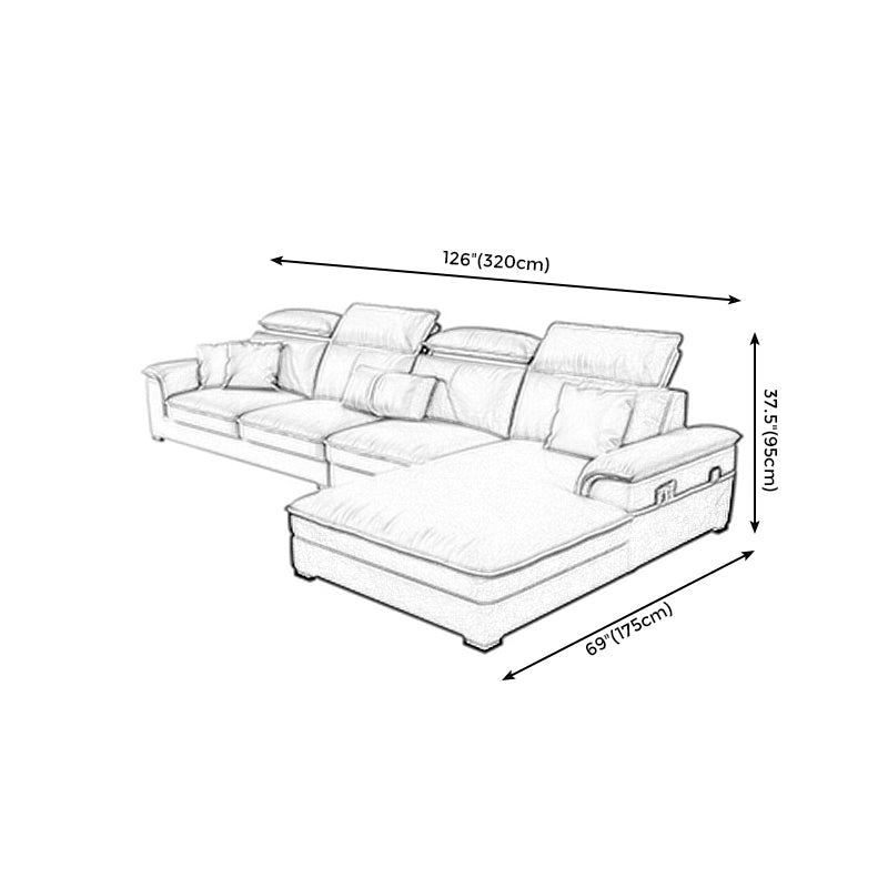 Square Arm Grey Cushion Back Modern Storage Living Room Sofa Clearhalo 'furn' 'furn_sectionals' 'Furniture' 'furniture_sectionals' 'Living Room Furniture' 'Sectionals' 4982009
