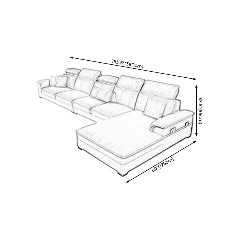 Square Arm Grey Cushion Back Modern Storage Living Room Sofa Clearhalo 'furn' 'furn_sectionals' 'Furniture' 'furniture_sectionals' 'Living Room Furniture' 'Sectionals' 4982012