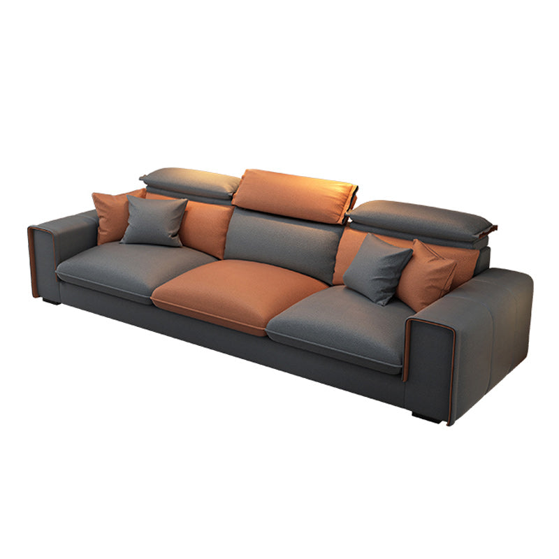 Ultra-Modern Sewn Pillow Back Square Arm Sofa with Slipcovered for Living Room 94.5"L x 35"W x 34"H Clearhalo 'furn' 'furn_sectionals' 'Furniture' 'furniture_sectionals' 'Living Room Furniture' 'Sectionals' 4982016