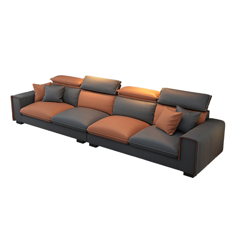 Ultra-Modern Sewn Pillow Back Square Arm Sofa with Slipcovered for Living Room 123"L x 35"W x 34"H Clearhalo 'furn' 'furn_sectionals' 'Furniture' 'furniture_sectionals' 'Living Room Furniture' 'Sectionals' 4982018