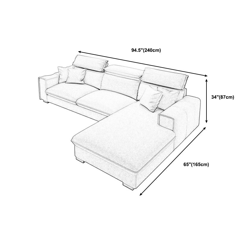 Ultra-Modern Sewn Pillow Back Square Arm Sofa with Slipcovered for Living Room Clearhalo 'furn' 'furn_sectionals' 'Furniture' 'furniture_sectionals' 'Living Room Furniture' 'Sectionals' 4982025