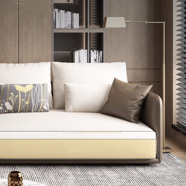 Square Arm Modular Settee Furniture Loveseat with Pillows Ivory Sofa and Chaise Clearhalo 'furn' 'furn_sectionals' 'Furniture' 'furniture_sectionals' 'Living Room Furniture' 'Sectionals' 4982034