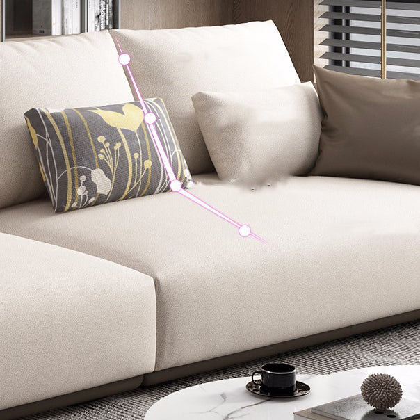 Square Arm Modular Settee Furniture Loveseat with Pillows Ivory Sofa and Chaise Clearhalo 'furn' 'furn_sectionals' 'Furniture' 'furniture_sectionals' 'Living Room Furniture' 'Sectionals' 4982035