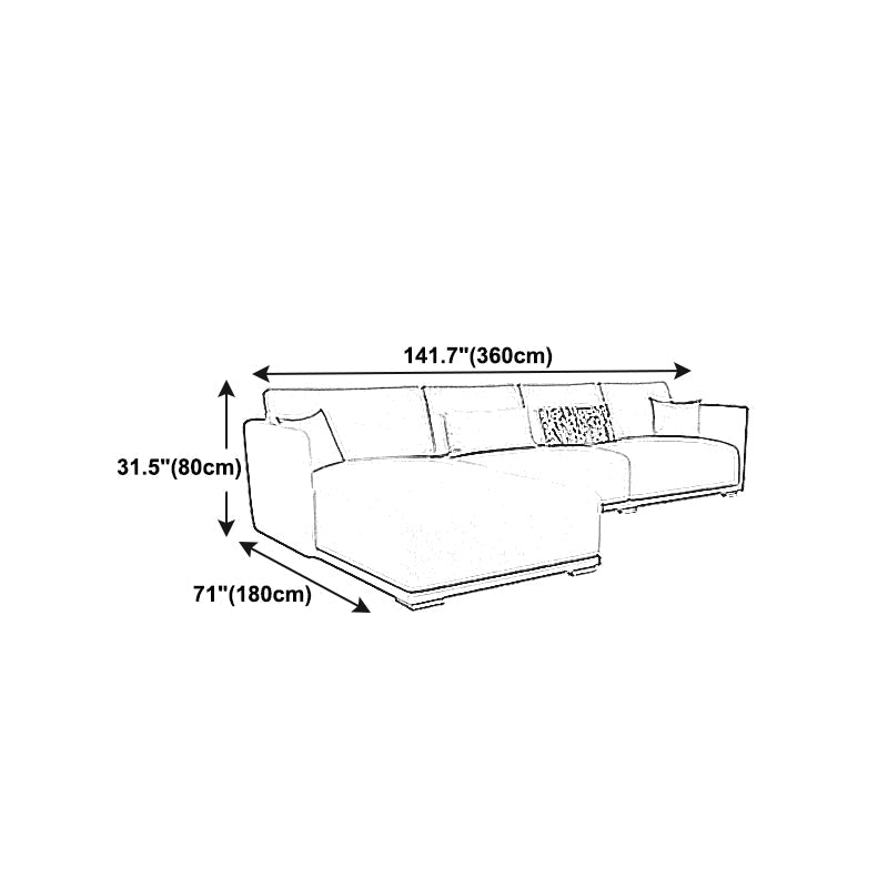 Square Arm Modular Settee Furniture Loveseat with Pillows Ivory Sofa and Chaise Clearhalo 'furn' 'furn_sectionals' 'Furniture' 'furniture_sectionals' 'Living Room Furniture' 'Sectionals' 4982042