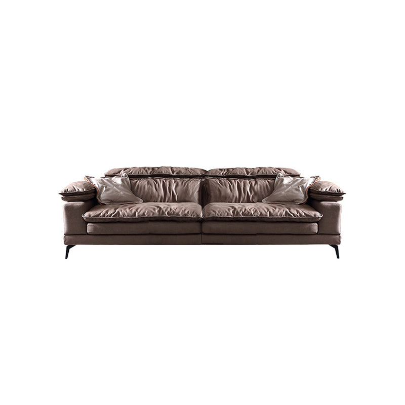 Brown Down Fill Cushions Sofa and Chaise Pillow Top Arm Settee Furniture 79"L x 39"W x 36"H Horizontal Clearhalo 'furn' 'furn_sectionals' 'Furniture' 'furniture_sectionals' 'Living Room Furniture' 'Sectionals' 4982047