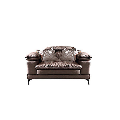 Brown Down Fill Cushions Sofa and Chaise Pillow Top Arm Settee Furniture 49"L x 39"W x 36"H Horizontal Clearhalo 'furn' 'furn_sectionals' 'Furniture' 'furniture_sectionals' 'Living Room Furniture' 'Sectionals' 4982049