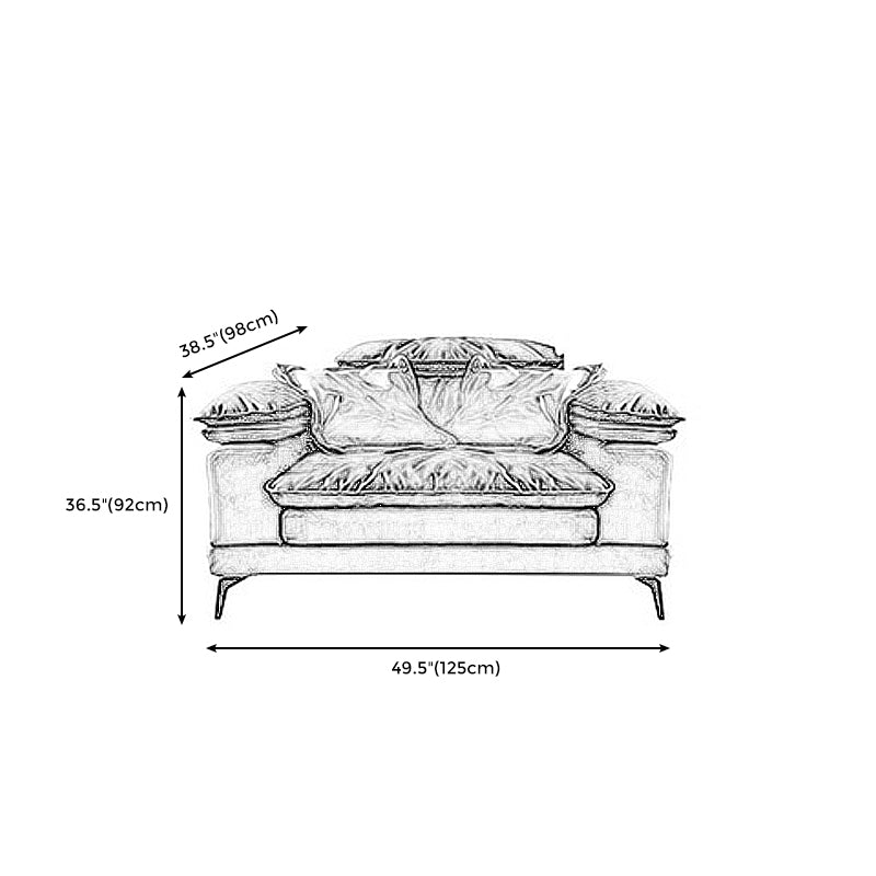 Brown Down Fill Cushions Sofa and Chaise Pillow Top Arm Settee Furniture Clearhalo 'furn' 'furn_sectionals' 'Furniture' 'furniture_sectionals' 'Living Room Furniture' 'Sectionals' 4982060