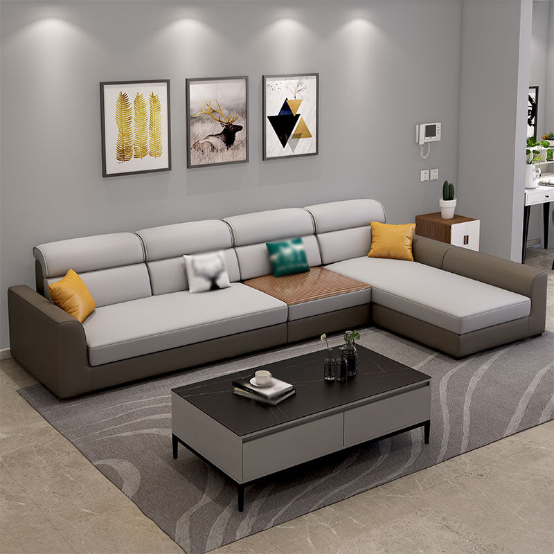 125.98"D x 70.87"W x 25.43"H Fabric Tuxedo Arm Sectional Sofa with Slipcovered Coffee Clearhalo 'furn' 'furn_sectionals' 'Furniture' 'furniture_sectionals' 'Living Room Furniture' 'Sectionals' 4982127
