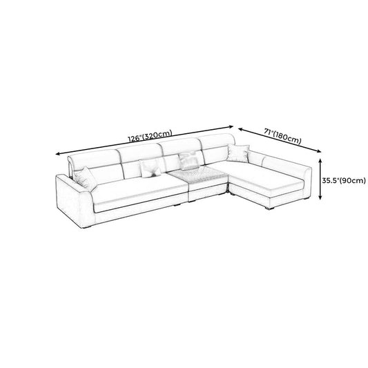 125.98"D x 70.87"W x 25.43"H Fabric Tuxedo Arm Sectional Sofa with Slipcovered Clearhalo 'furn' 'furn_sectionals' 'Furniture' 'furniture_sectionals' 'Living Room Furniture' 'Sectionals' 4982128
