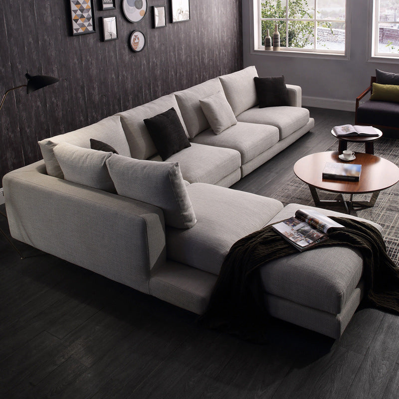 Square Arm Sectional for Living Room with Pillowed Back Cushions Clearhalo 'furn' 'furn_sectionals' 'Furniture' 'furniture_sectionals' 'Living Room Furniture' 'Sectionals' 4982670