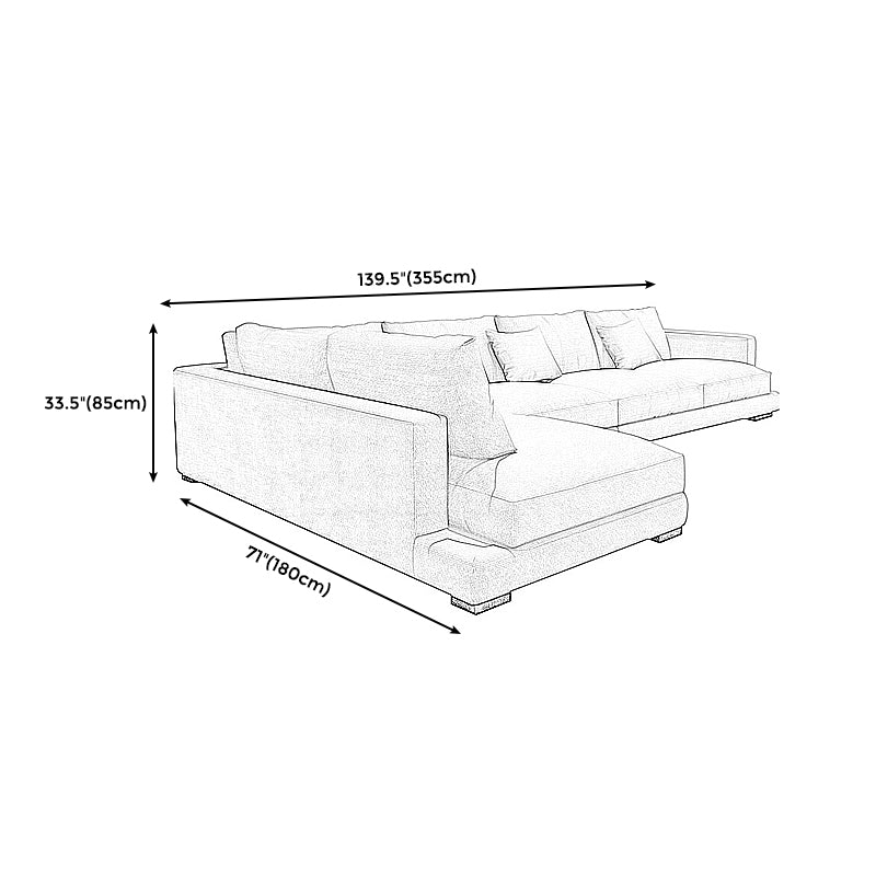 Square Arm Sectional for Living Room with Pillowed Back Cushions Clearhalo 'furn' 'furn_sectionals' 'Furniture' 'furniture_sectionals' 'Living Room Furniture' 'Sectionals' 4982672