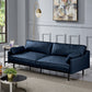 29" High Modern Genuine Leather Square Arm Sofa with 2 Pillows for Living Room Blue Microfiber Clearhalo 'furn' 'furn_sofas' 'Furniture' 'furniture_sofas' 'Living Room Furniture' 'Sofa' 'sofas' 4982677