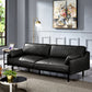 29" High Modern Genuine Leather Square Arm Sofa with 2 Pillows for Living Room Black Clearhalo 'furn' 'furn_sofas' 'Furniture' 'furniture_sofas' 'Living Room Furniture' 'Sofa' 'sofas' 4982681
