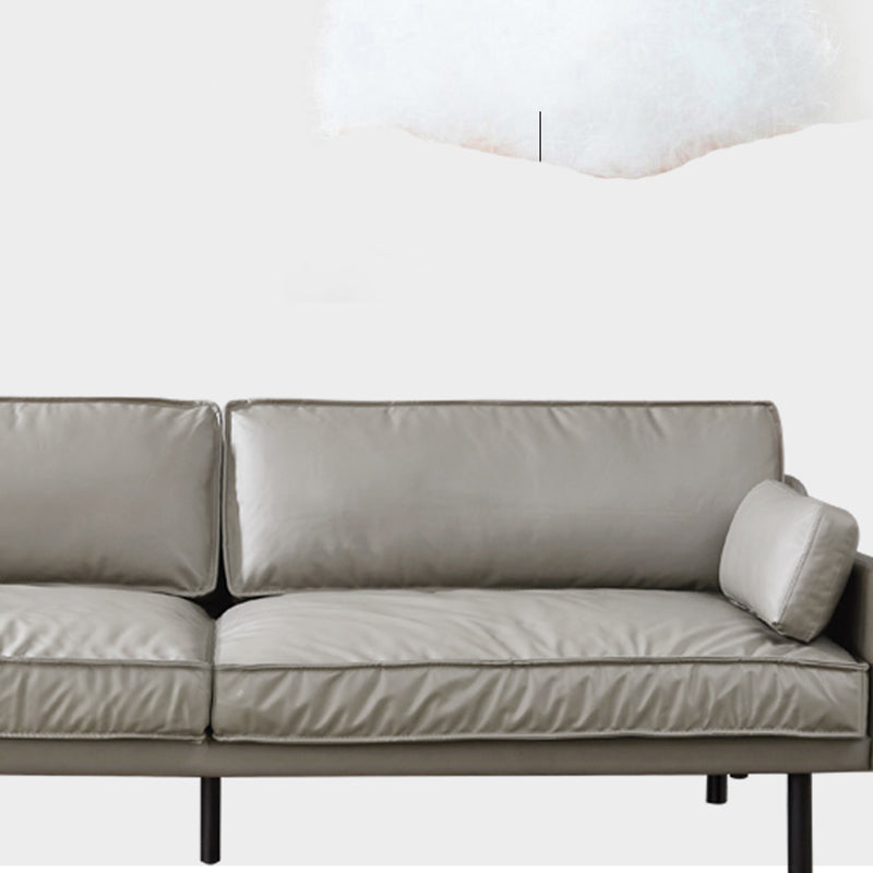 29" High Modern Genuine Leather Square Arm Sofa with 2 Pillows for Living Room Clearhalo 'furn' 'furn_sofas' 'Furniture' 'furniture_sofas' 'Living Room Furniture' 'Sofa' 'sofas' 4982683