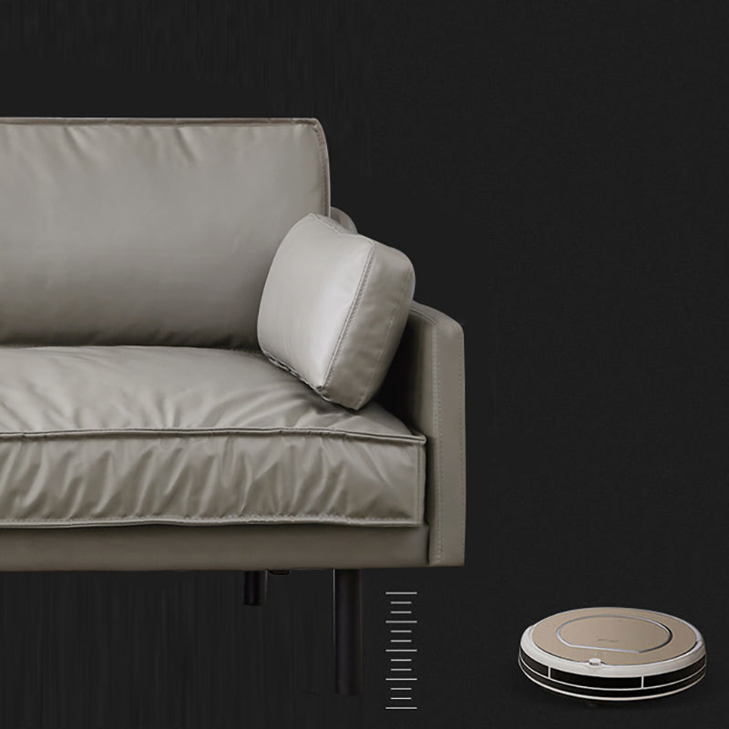 29" High Modern Genuine Leather Square Arm Sofa with 2 Pillows for Living Room Clearhalo 'furn' 'furn_sofas' 'Furniture' 'furniture_sofas' 'Living Room Furniture' 'Sofa' 'sofas' 4982684