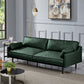 29" High Modern Genuine Leather Square Arm Sofa with 2 Pillows for Living Room Blackish Green Genuine Leather Clearhalo 'furn' 'furn_sofas' 'Furniture' 'furniture_sofas' 'Living Room Furniture' 'Sofa' 'sofas' 4982685