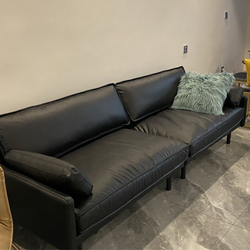 29" High Modern Genuine Leather Square Arm Sofa with 2 Pillows for Living Room Clearhalo 'furn' 'furn_sofas' 'Furniture' 'furniture_sofas' 'Living Room Furniture' 'Sofa' 'sofas' 4982688