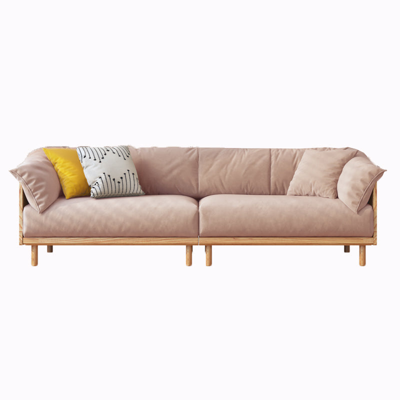 Modern Sofa Pillow Top Arm 33.4"W Sofa with 2 Pillows for Living Room 102"L x 33"W x 30"H Faux Leather Clearhalo 'furn' 'furn_sofas' 'Furniture' 'furniture_sofas' 'Living Room Furniture' 'Sofa' 'sofas' 4982707
