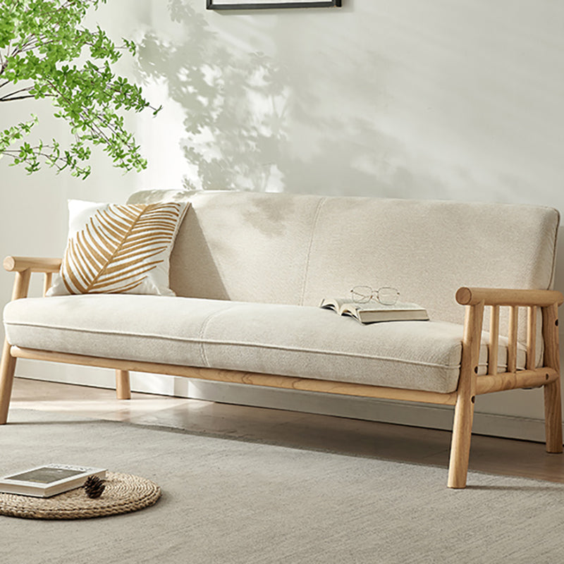 Loose Sofa Back Cotton Sofa 28.7"W with Pillow Top Arm for Living Room Off-White Clearhalo 'furn' 'furn_sofas' 'Furniture' 'furniture_sofas' 'Living Room Furniture' 'Sofa' 'sofas' 4982756