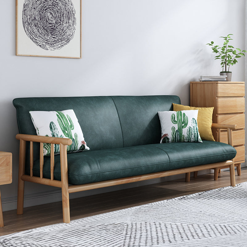 2-seats Faux Leather Rolled Arm Sofa 28.7"W with 2 Pillows Stain Resistant Sofa Clearhalo 'furn' 'furn_sofas' 'Furniture' 'furniture_sofas' 'Living Room Furniture' 'Sofa' 'sofas' 4982798