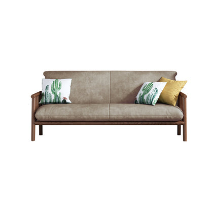 2-seats Faux Leather Rolled Arm Sofa 28.7"W with 2 Pillows Stain Resistant Sofa Light Brown Walnut Clearhalo 'furn' 'furn_sofas' 'Furniture' 'furniture_sofas' 'Living Room Furniture' 'Sofa' 'sofas' 4982808