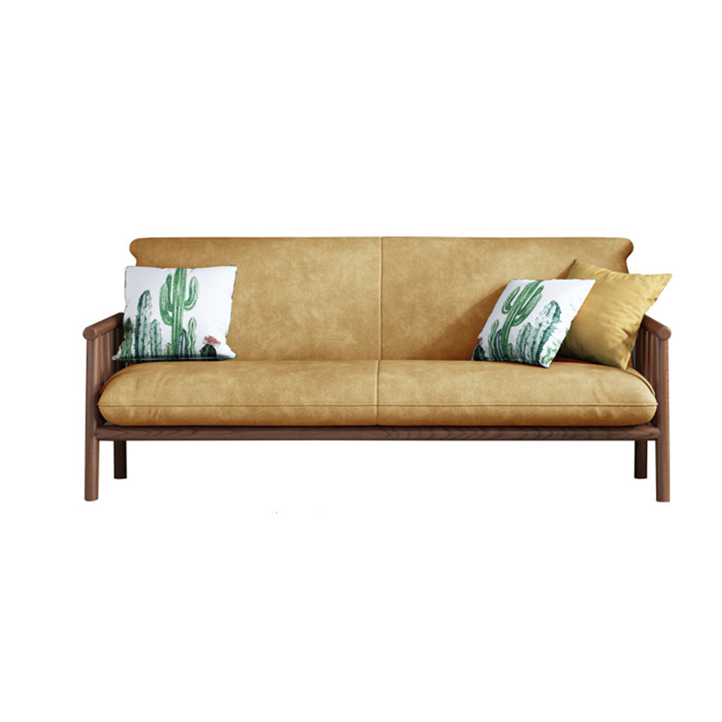 2-seats Faux Leather Rolled Arm Sofa 28.7"W with 2 Pillows Stain Resistant Sofa Brown Walnut Clearhalo 'furn' 'furn_sofas' 'Furniture' 'furniture_sofas' 'Living Room Furniture' 'Sofa' 'sofas' 4982809