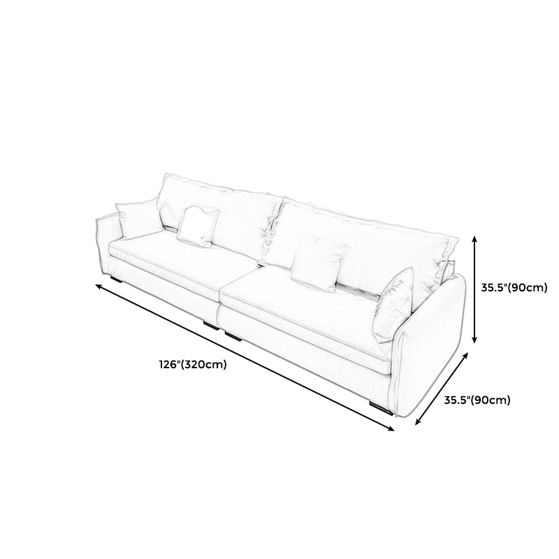 Modern Cushions Standard Sofa 35.43"High Square Arm Sofa, Beige Clearhalo 'furn' 'furn_sofas' 'Furniture' 'furniture_sofas' 'Living Room Furniture' 'Sofa' 'sofas' 4982845