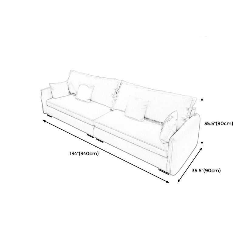 Modern Cushions Standard Sofa 35.43"High Square Arm Sofa, Beige Clearhalo 'furn' 'furn_sofas' 'Furniture' 'furniture_sofas' 'Living Room Furniture' 'Sofa' 'sofas' 4982846