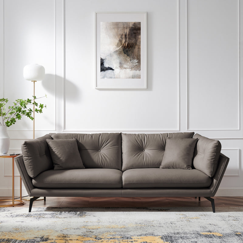 31 " High Modern Faux Leather Flared Arm Standard Sofa with Cushions for Apartment Coffee Clearhalo 'furn' 'furn_sofas' 'Furniture' 'furniture_sofas' 'Living Room Furniture' 'Sofa' 'sofas' 4982848