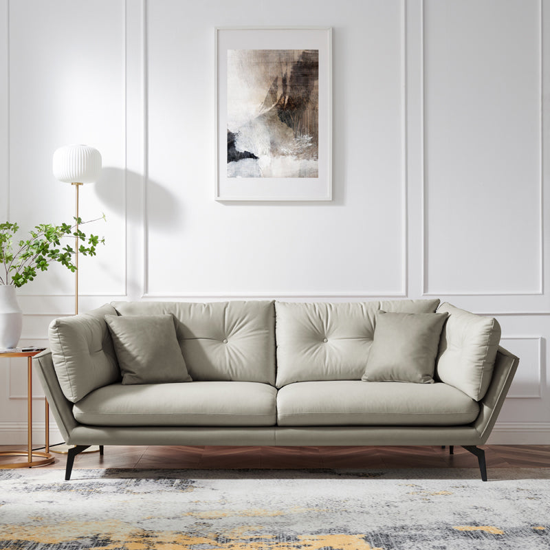 31 " High Modern Faux Leather Flared Arm Standard Sofa with Cushions for Apartment Light Gray Clearhalo 'furn' 'furn_sofas' 'Furniture' 'furniture_sofas' 'Living Room Furniture' 'Sofa' 'sofas' 4982852