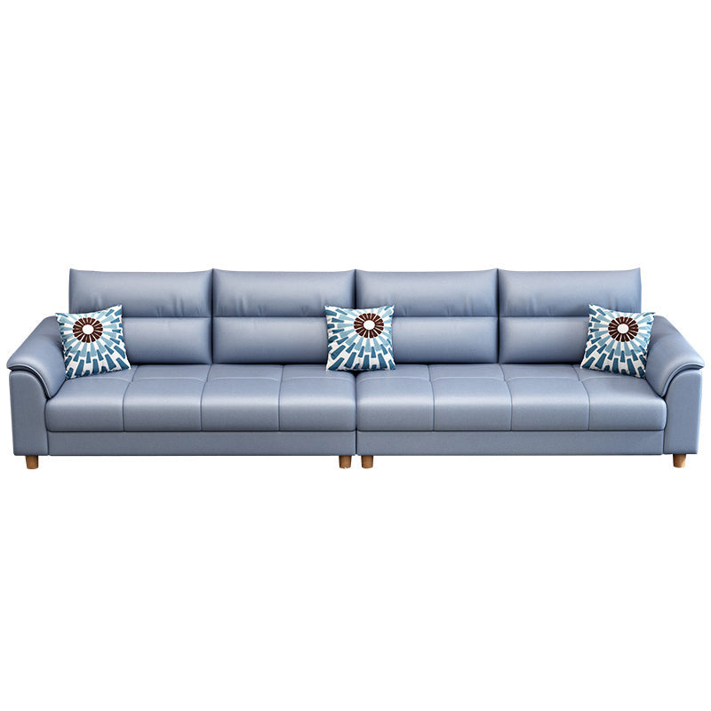 Beige Contemporary Biscuit Back Sofa 33.46"High Pillow Top Arm Sofa 106"L x 31.5"W x 33"H Clearhalo 'furn' 'furn_sofas' 'Furniture' 'furniture_sofas' 'Living Room Furniture' 'Sofa' 'sofas' 4982876