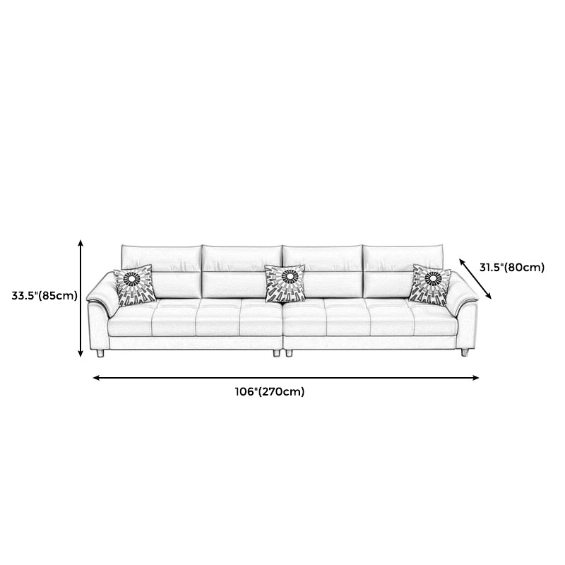 Beige Contemporary Biscuit Back Sofa 33.46"High Pillow Top Arm Sofa Clearhalo 'furn' 'furn_sofas' 'Furniture' 'furniture_sofas' 'Living Room Furniture' 'Sofa' 'sofas' 4982882
