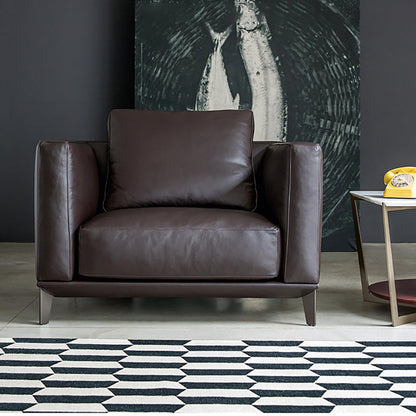 31" High Contemporary Square Arm Standard Sofa with Cushions for Living Room, Dark Brown 39.5"L x 35.5"W x 31.5"H Clearhalo 'furn' 'furn_sofas' 'Furniture' 'furniture_sofas' 'Living Room Furniture' 'Sofa' 'sofas' 4982886