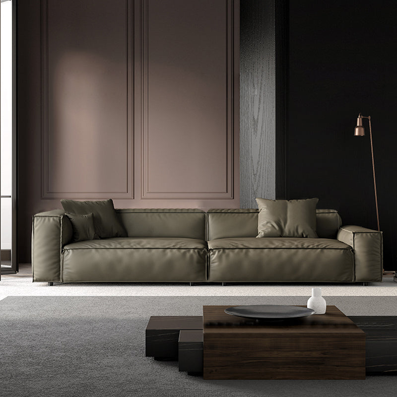 27" High Contemporary Square Arm Standard Sofa for Living Room, Forest Green 87"L x 37.5"W x 27.5"H Clearhalo 'furn' 'furn_sofas' 'Furniture' 'furniture_sofas' 'Living Room Furniture' 'Sofa' 'sofas' 4982900