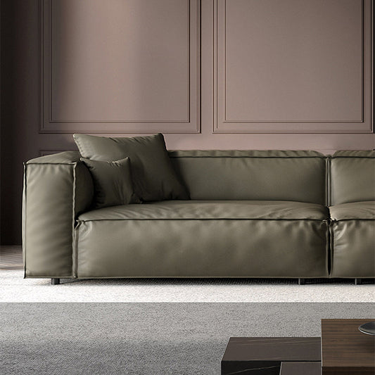 27" High Contemporary Square Arm Standard Sofa for Living Room, Forest Green Clearhalo 'furn' 'furn_sofas' 'Furniture' 'furniture_sofas' 'Living Room Furniture' 'Sofa' 'sofas' 4982909