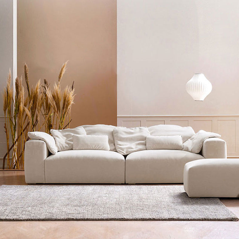 Creamy-White Contemporary Microsuede Tuxedo Arm Sofa for Living Room, Apartment Clearhalo 'furn' 'furn_sofas' 'Furniture' 'furniture_sofas' 'Living Room Furniture' 'Sofa' 'sofas' 4982919