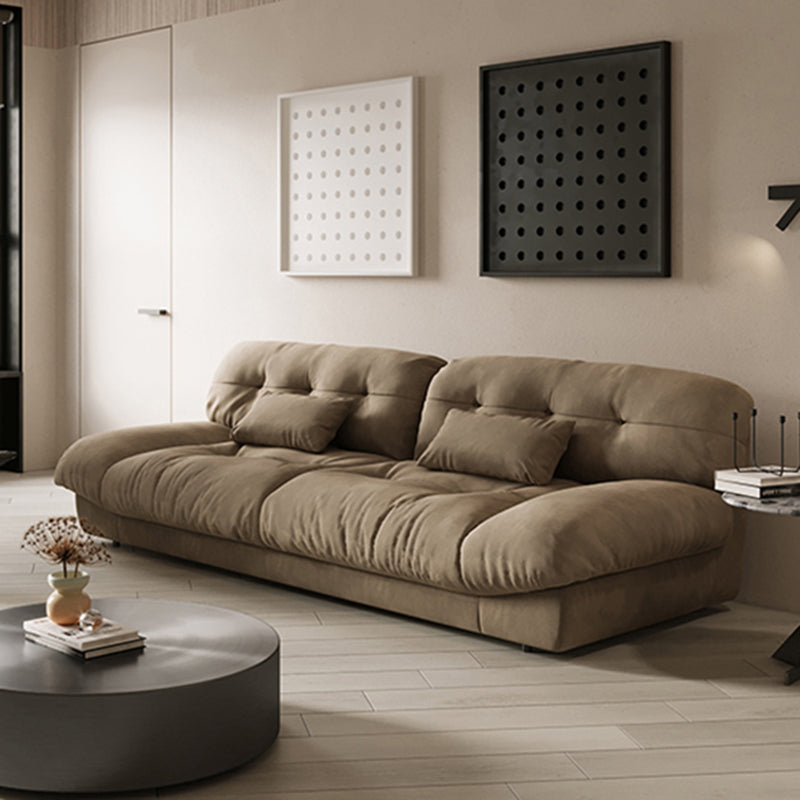 Brown Modern Armless Chesterfield Sofa with Bolster Pillows for Living Room, Apartment 71"L x 40"W x 33.5"H Clearhalo 'furn' 'furn_sofas' 'Furniture' 'furniture_sofas' 'Living Room Furniture' 'Sofa' 'sofas' 4982931