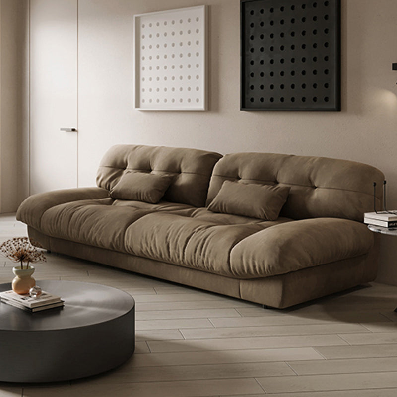 Brown Modern Armless Chesterfield Sofa with Bolster Pillows for Living Room, Apartment 79"L x 40"W x 33.5"H Down Clearhalo 'furn' 'furn_sofas' 'Furniture' 'furniture_sofas' 'Living Room Furniture' 'Sofa' 'sofas' 4982932