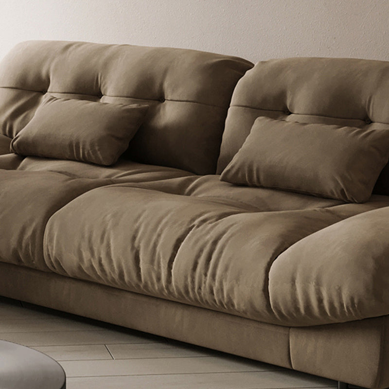 Brown Modern Armless Chesterfield Sofa with Bolster Pillows for Living Room, Apartment Clearhalo 'furn' 'furn_sofas' 'Furniture' 'furniture_sofas' 'Living Room Furniture' 'Sofa' 'sofas' 4982937