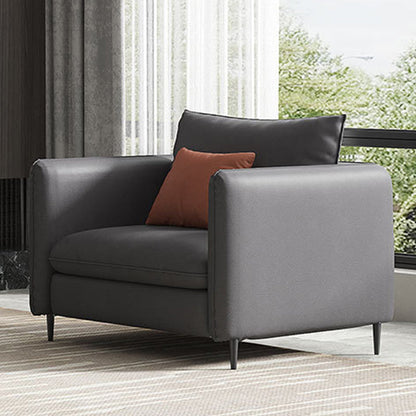 Grey Faux Leather Contemporary Square Arm Standard Sofa for Living Room, Apartment 33"L x 29.5"W x 24"H Clearhalo 'furn' 'furn_sofas' 'Furniture' 'furniture_sofas' 'Living Room Furniture' 'Sofa' 'sofas' 4982943