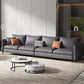 Grey Faux Leather Contemporary Square Arm Standard Sofa for Living Room, Apartment 106"L x 29.5"W x 24"H Clearhalo 'furn' 'furn_sofas' 'Furniture' 'furniture_sofas' 'Living Room Furniture' 'Sofa' 'sofas' 4982944