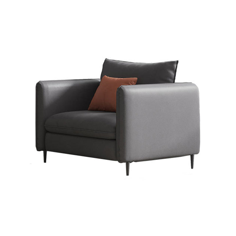 Grey Faux Leather Contemporary Square Arm Standard Sofa for Living Room, Apartment Clearhalo 'furn' 'furn_sofas' 'Furniture' 'furniture_sofas' 'Living Room Furniture' 'Sofa' 'sofas' 4982949