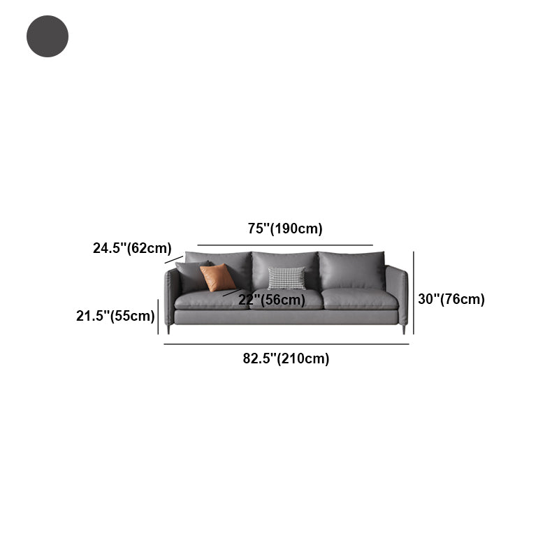 Grey Faux Leather Contemporary Square Arm Standard Sofa for Living Room, Apartment Clearhalo 'furn' 'furn_sofas' 'Furniture' 'furniture_sofas' 'Living Room Furniture' 'Sofa' 'sofas' 4982955